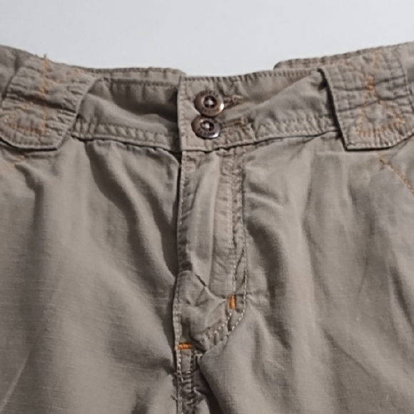 Tan Cargo Shorts with Lightweight Cotton Design Orange Stiching - Picture 3 of 11